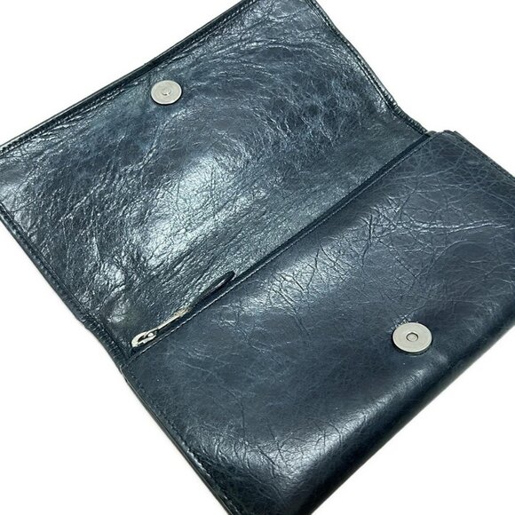 Auth BALENCIAGA Giantmoney 233599 Dark Navy Leather - Long Wallet - Picture 4 of 10
